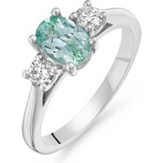 Platinum Diamond Tourmaline Engagement Ring
