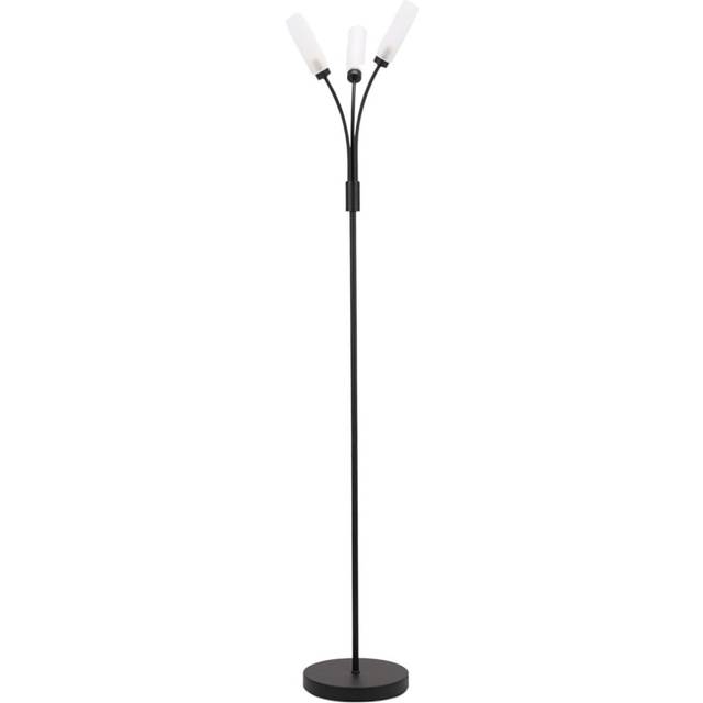 ValueLights Maya 3 Way Curved Arm Matt Black Floor Lamp for Living Room Lounge Hallway Light