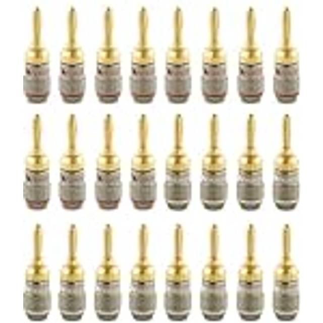 (24 Pcs (12-Pairs)) Nakamichi FanLock Excel Series 24k Gold Plated Banana Plug 10 - 18 AWG Gauge Size 4mm for Speakers Amplifier Hi-Fi Stereo Audio Ca