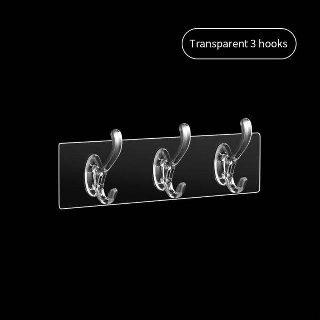 (a-3 pcs) Kitchen Bathroom Transparent Hook Self-adhesive Wall Hook Kitchen Storage Universal Hook Towel Hook Organizer Home Storage Hook