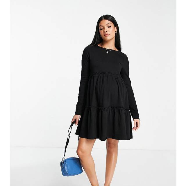 River Island Womens Maternity Black Long Sleeve Frill Mini Dress - 12