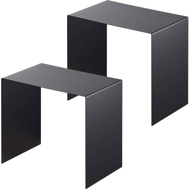 Yamazaki Home Cabinet Storage Organizer | Set of 2 | Kitchen Pantry | Steel | Riser  One Size  Black