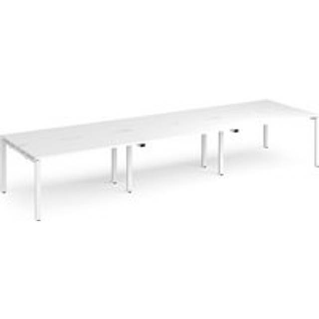 Bench Desk | 6 Person Rectangular Desks 4200mm | White Tops With White Frames | 1200mm Depth | Adapt