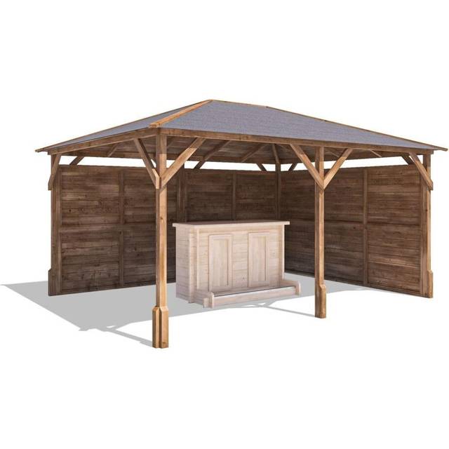 Dunster House Ltd. - Dunster House Garden Bar Gazebo 4m x 3m Utopia Heavy Duty Garden Shelter with Log Bar Included