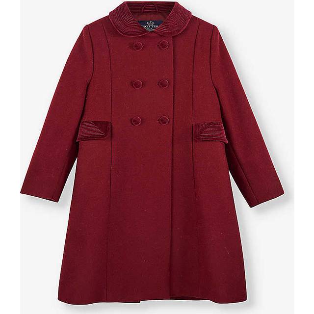 Trotters Kids' Classic Double Breasted Coat, Burgundy