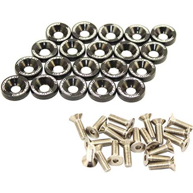 JDMSPEED 20 Pcs Black CNC Billet Aluminum Fender Washer Engine Bay Dress Up Kit