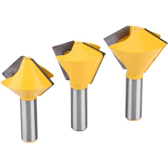 3Pcs Shank Router Bit 1/2 inch Carbide Bird's Mouth Glue Joint Router Bit Woodworking Milling Cutter Multi-Sided Glue Joint Bits Increased Strength &