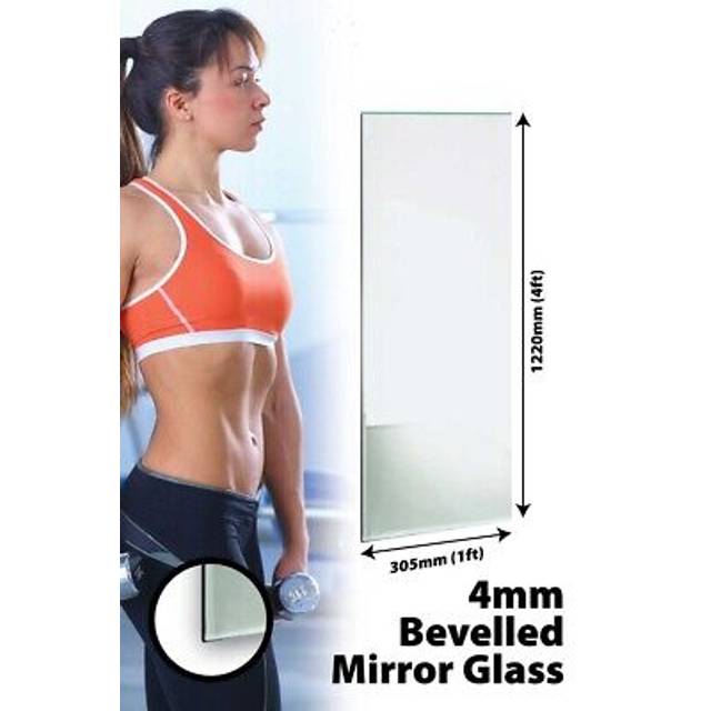 Large mirror bevelled safety glass gym bathroom 4mm thick 4 x 1ft 122 x 30cm