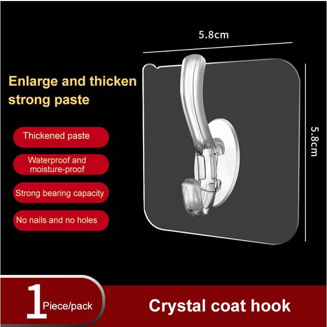(a-Crystal coat hook 5pcs) Transparent Hooks Bathroom Strong Self Adhesive Door Wall Kitchen Storage Suction Cup Heavy Load Hook Holder Racks Home Tow