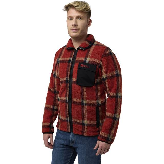 Jack wolfskin mens felslicht check lined sherpa fleece jacket 35% off rrp