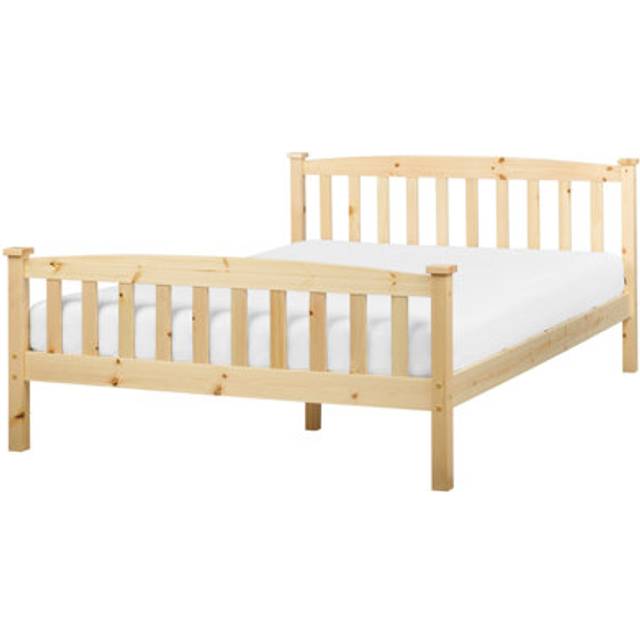 Beliani - Solid Wood eu Double Size Bed Frame 4ft6 Pine Slatted Base Natural Furniture Light Wood Giverny