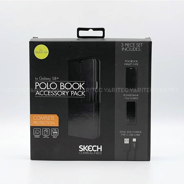 Skech wallet case flip cover + power bank +charging cable for samsung galaxy s8+