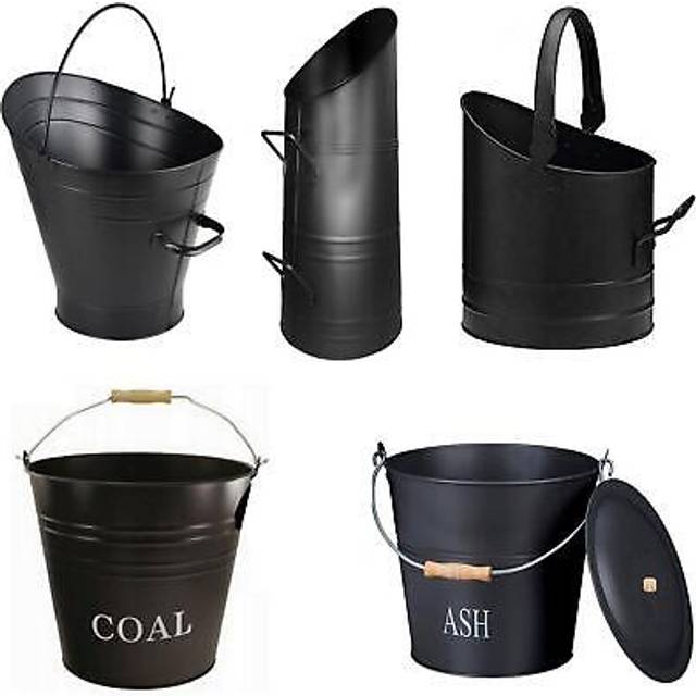 Fireside fireplace coal bucket wood vintage metal log holder scuttle kindling