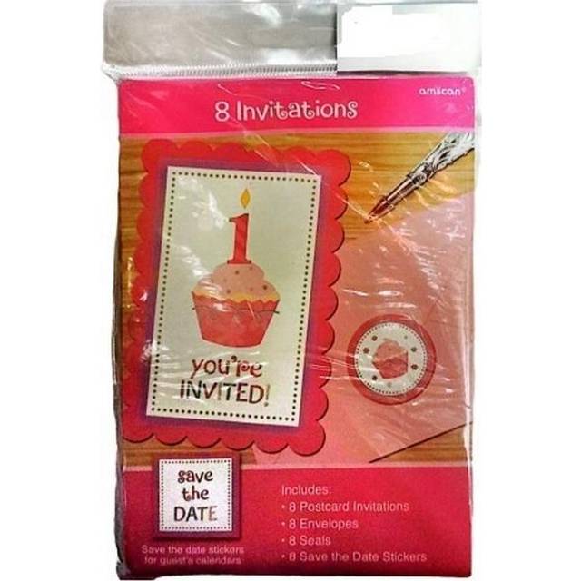 Amscan You're Invited! Save The Date Invitations (Pack of 8) One Size pink/white