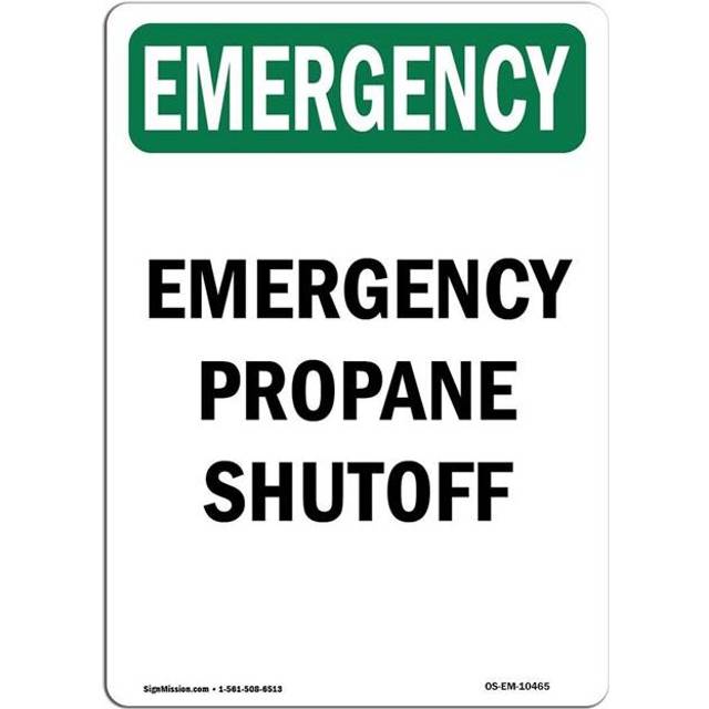 SignMission OS-EM-A-710-V-10465 7 x 10 in. OSHA Emergency Sign - Propane Shutoff