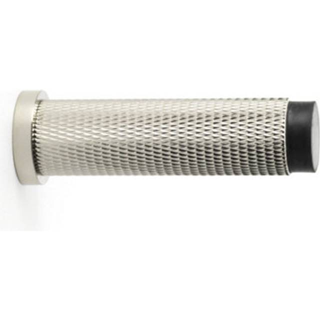 Rubber Tip Knurled Wall Mounted Doorstop Polished Nickel 75mm Cylinder Rose Door