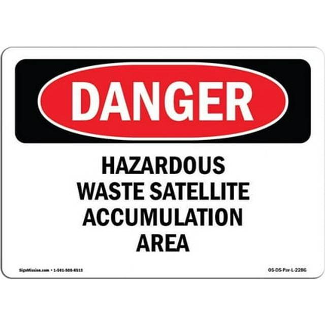 SignMission OS-DS-P-710-L-2286 OSHA Danger Sign - Hazardous Waste Satellite Accumulation Area