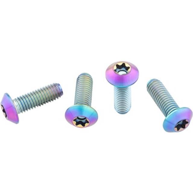 Wolf Tooth Titanium Bottle Cage Bolts Low Profile Oil Slick - Pink