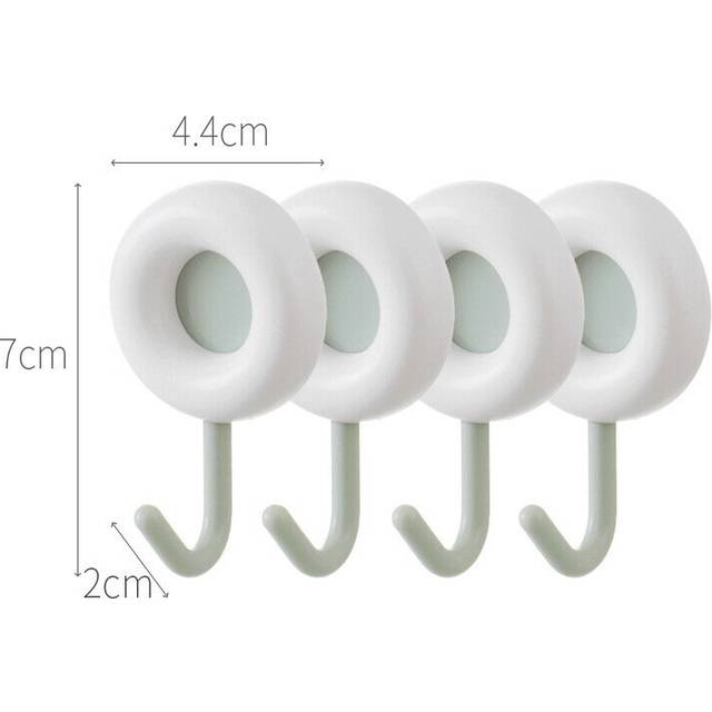 (a-GREEN) 4PCS Self Adhesive Wall Hook Strong No Drilling Storage Hook Bathroom Door Kitchen Towel Hanger Hooks Home Storage Accessories