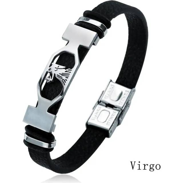 (Virgo) 12 Constellation Men Women Zodiac Sign Leather Wrap Bracelet