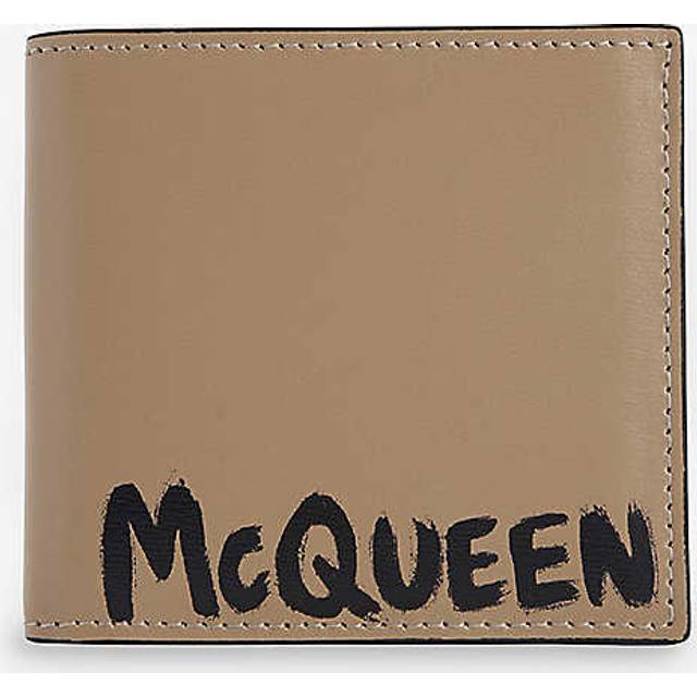 Alexander Mcqueen Beige Brand-print Leather Wallet - BEIGE
