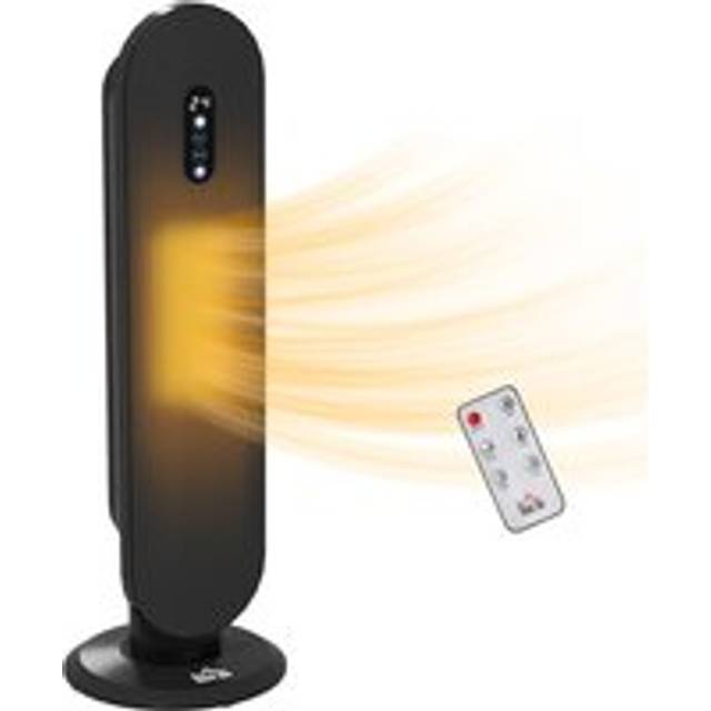 HOMCOM Ceramic Space Heater Tower Heater W/ 45° Oscillation - Black | TJ Hughes