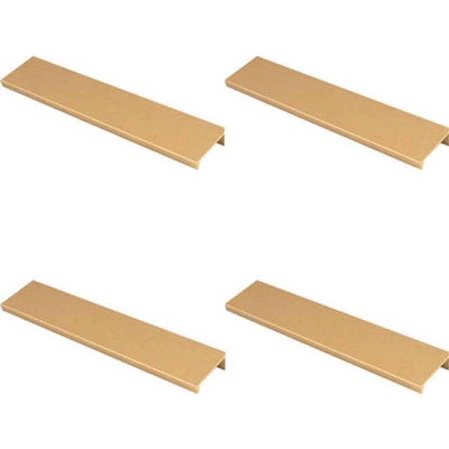 4 pack square edge finger pull handle satin brass 200mm slim cupboard drawer
