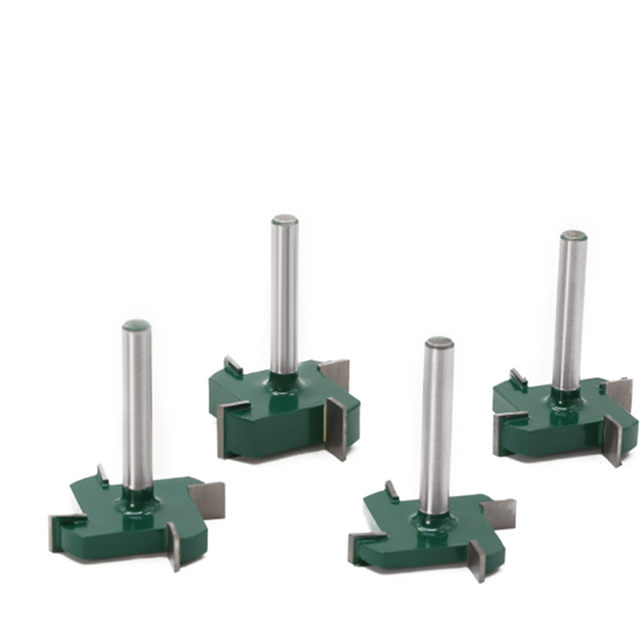 moresk-4PCS CNC Spoilboard Surfacing Router Bits, 1/4 Inch Slab Carbide Flattening Router Bit Set Rabbet Slot Cutter