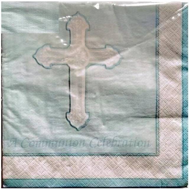 Amscan A Communion Celebration Disposable Napkins (Pack of 16) One Size white/blue