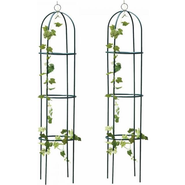 2x Metal Garden Obelisk Heavy Duty Plant Support Frame - Green