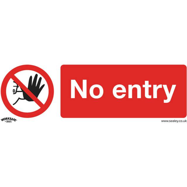 10x NO ENTRY Health & Safety Sign - Rigid Plastic 300 x 100mm Warning Plate