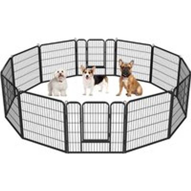 Yaheetech Heavy Duty 12 Panel Pet Playpen Dog Exercise Pen Cat Fence w/Door, Black