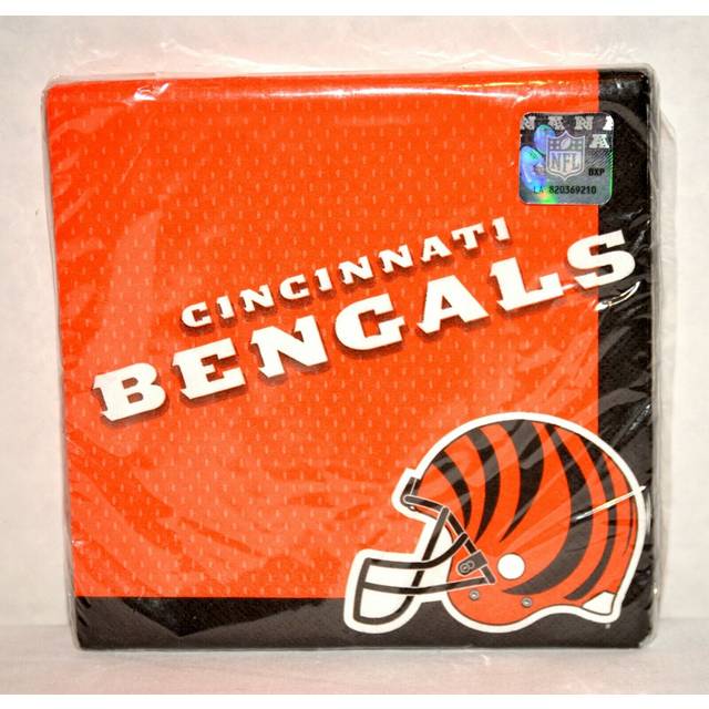 """""Cincinnati Bengals"""" Luncheon Square Paper Napkins  6.5"""" - (16 Pieces) Perfect for Game Day Celebrations & Tailgates"
