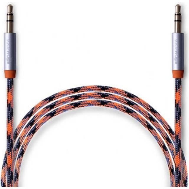 24 Carat Gold Plated Braided Aux Cable 3.5mm Jack Plug 1.5m Orange