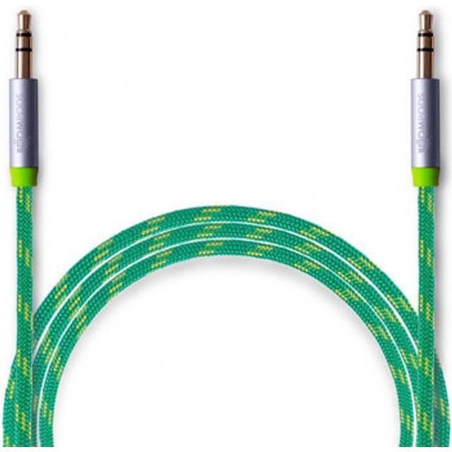 24 Carat Gold Plated Braided Aux Cable 3.5mm Jack Plug 1.5m Green