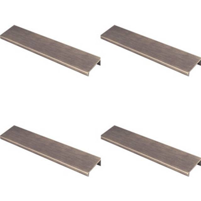 4 Pack Square Edge Finger Pull Handle Antique Brass 200mm Slim Cupboard Drawer