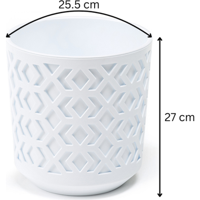 (1 x White + White 25.5 cm, 1 x White + Beige 14 cm) Plant Flower Pots Indoor Outdoor Aztek Collection