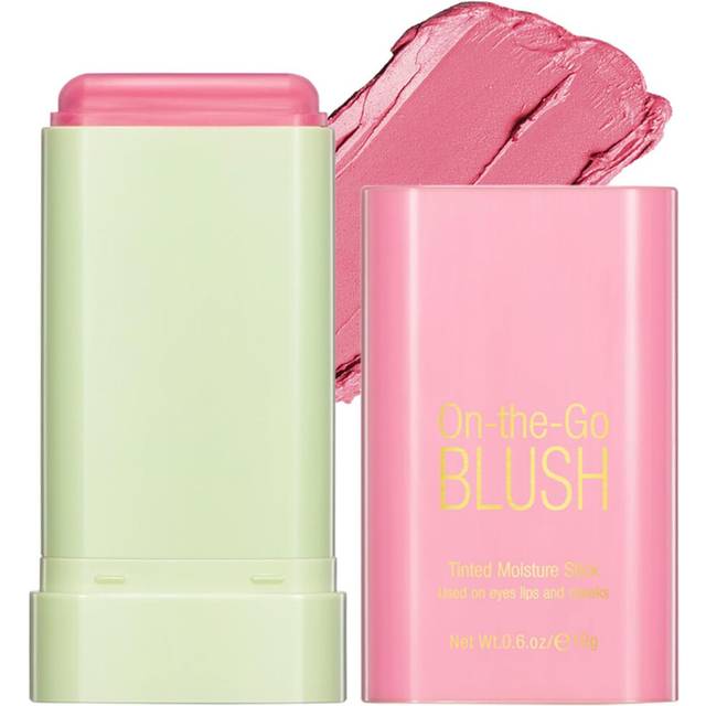 Blusher Stick, 3 in 1 Cream Blush for Lip Cheek Eye - Waterproof Lightweight Blush Stick - Moisturize and Blendable Blush for Nature Look
