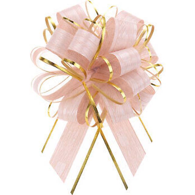 10pcs 6 inch pull bow gift wrapping organza bows vintage ribbon peach pink