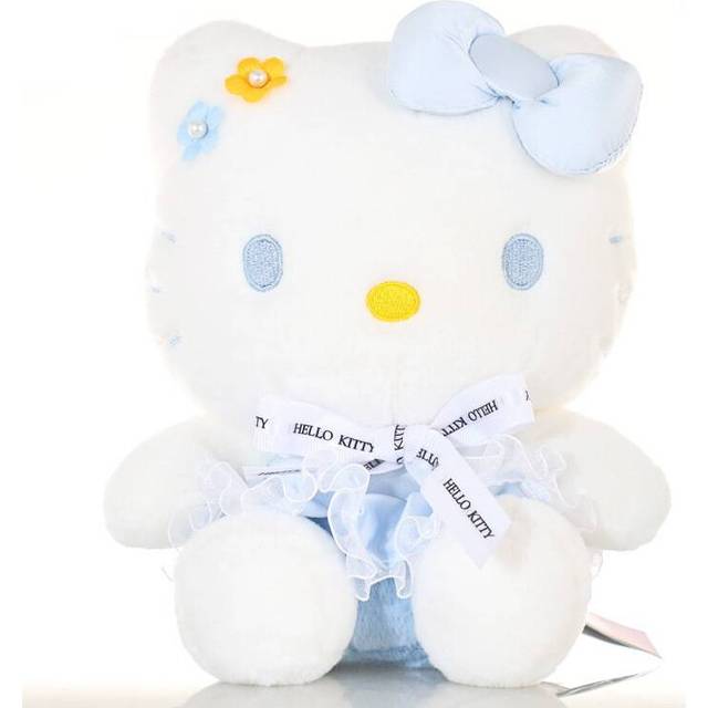 (Flowers Blue, 30cm/11.81in) Kitty Sanrio Hello Plush Toy Cartoon Stuffed Doll Decoration Kids Birthday Gift