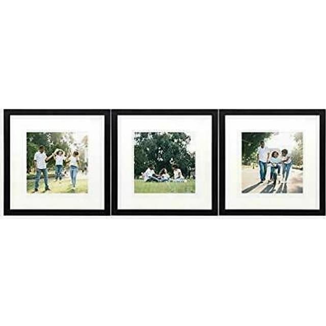 Golden State Art  12x12 Solid Wood Frames with Tempered Glass  Display 12x12 or 8x8-inch Pictures  Black  3 Packs  Wall Display