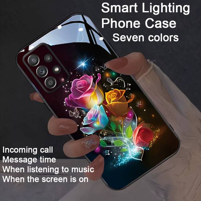 (Black, Galaxy A53 5G) Luminous Rose Case Set for Samsung S24 Ultra/S22/S23 Plus and iPhone 15/14/13/12 Pro Max