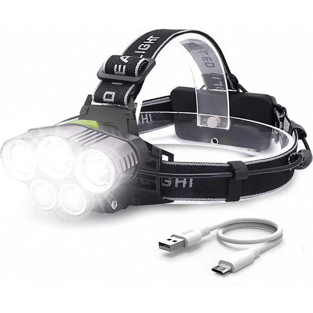 Chronus Head Torch, Head Torch Super Bright Rechargeable with 5 Lights 6 Modes, Rechargeable Head Torch, Led Head Torch, Waterproof(Black)