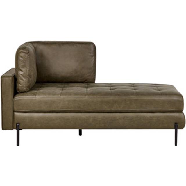Beliani Left Hand Faux Leather Chaise Lounge Green Rebais, Green