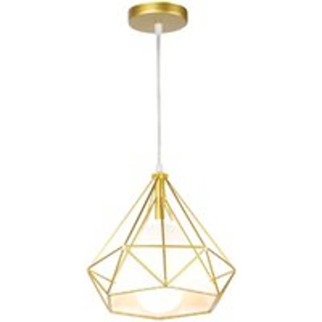 Norcks - Vintage Pendant Lights Retro Pendant Light Modern Hanging Lamp Iron Metal Ceiling Light E27 25CM Diamond Shape Ceiling Light Gold