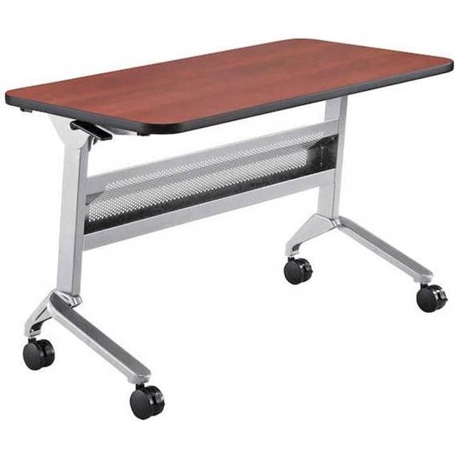 Flip-N-Go Rectangular Training Table - Silver & Cherry - 29 x 48 x 24 in.