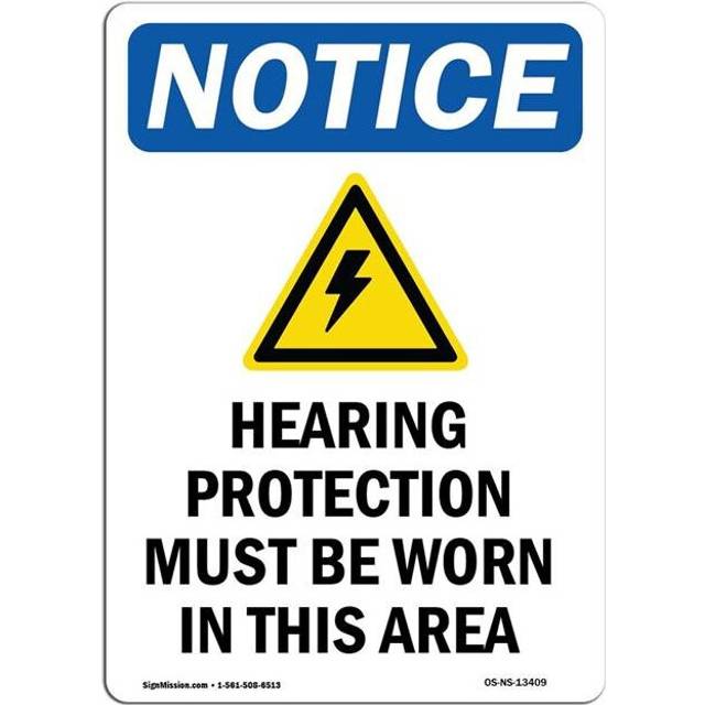 SignMission OS-NS-A-1014-V-13409 10 x 14 in. OSHA Notice Sign - Hearing Protection