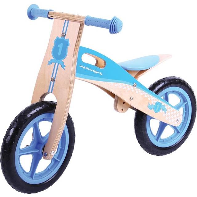 Bigjigs Toys My First Wooden Balance Bike, Push And Go - Blue, Blue