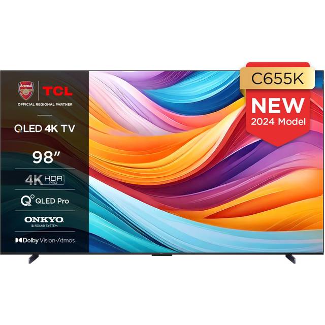 TCL 98C655 - 98" Diagonal klass (97.5" visbar) - C655 Series LED-bakgrundsbelyst LCD-TV - QLED Pro - Smart TV - Google TV - 4K UHD (2160p) 3840 x 216