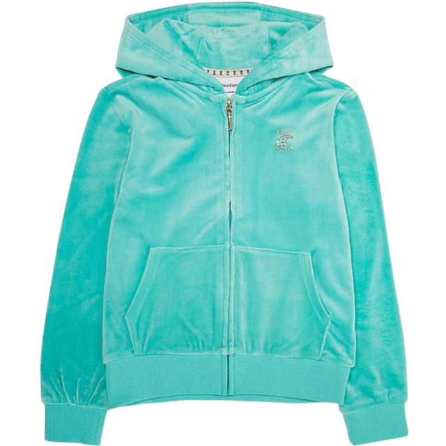 Juicy Couture Girls Turquoise Kids Diamante-embellished Zip-up&#160;stretch-velour Hoody 7-16 Years 15-16 - TURQUOISE